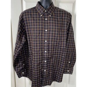 Orvis Plaid Button Down Long Sleeve Dress Shirt Brown‎ Tan Mens L